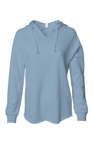 Womens Lightweight  Wash Hooded Sweatshirt - Light Blue
